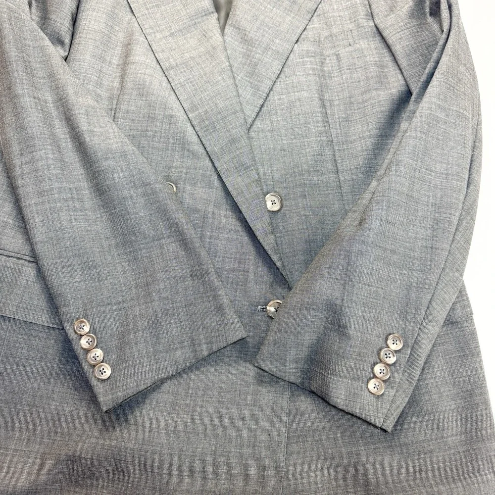 Vtg Polo Ralph Lauren Suit Jacket 42XL Relaxed Fit Double Breasted Wool 90s Gray